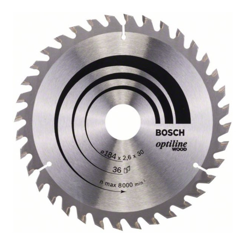 Bosch Lama circolare Optiline Wood, per seghe circolari manuali, 184x30x2,6mm 36