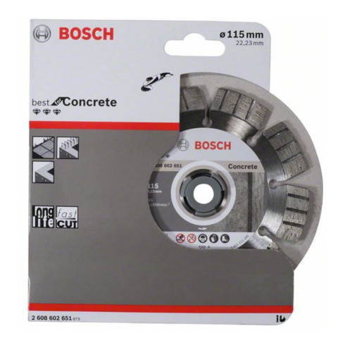Bosch Disco da taglio diamantato Best for Concrete, 115x22,23x2,2x12mm