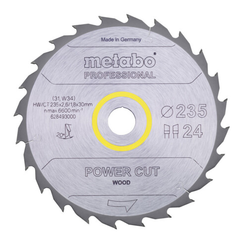 Metabo Lama per sega "Power cut wood - Professional", 235x2,6/1,8x30, Z24 WZ 20°