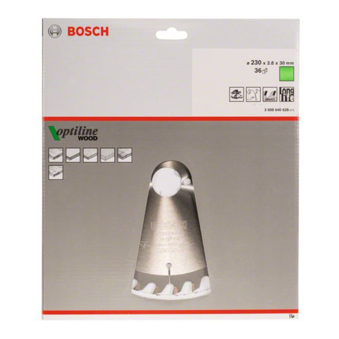 Bosch Lama circolare Optiline Wood, per seghe circolari manuali, 230x30x2,8mm 36