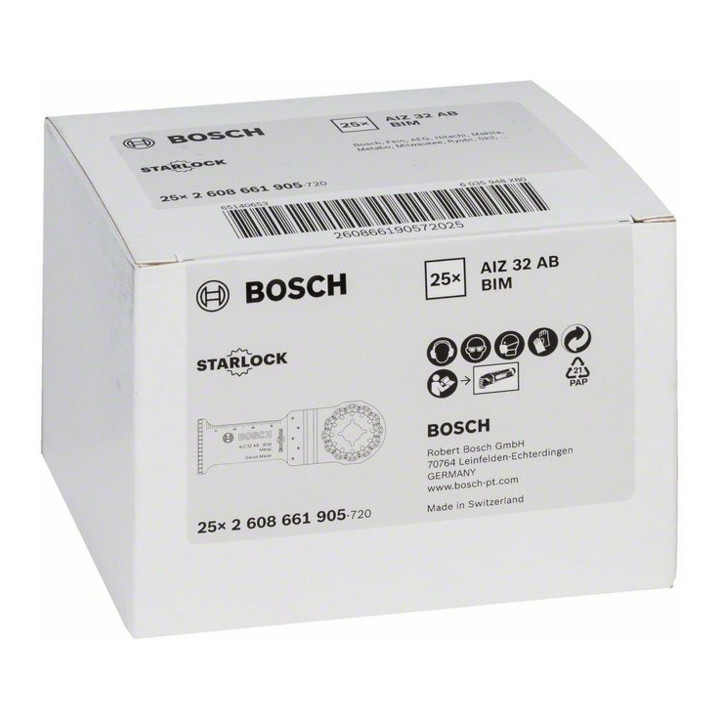 Bosch Lama per sega a immersione AIZ 32 AB Metal, l=32mm, L=50mm BIM per chiodi/tubi di rame, ecc.