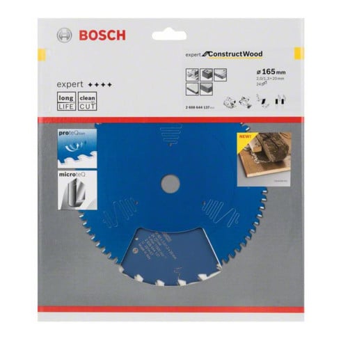 Bosch Lama per sega circolare Expert for Construct Wood 165 x 20 x 2,0 mm 24