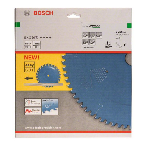 Bosch Lama per sega circolare Expert for Wood 216 x 30 x 2,4 mm 48