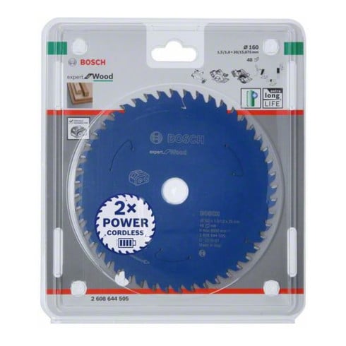 Bosch Lama per sega circolare Expert for Wood per seghe a batteria 160 x 1,5/1 x 20 48 denti