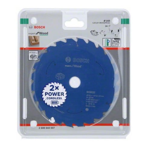 Bosch Lama per sega circolare Expert for Wood per seghe a batteria 165 x 1,5/1 x 20 24 denti