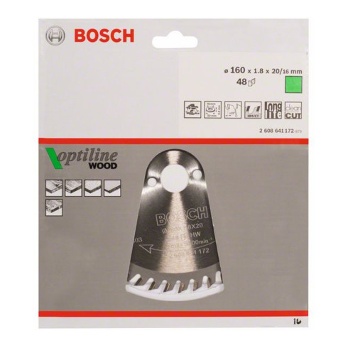 Bosch Lama per sega circolare Optiline Wood per seghe circolari manuali 160 x 20/16 x 1,8 mm 48