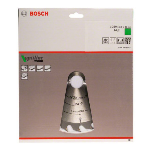 Bosch Lama circolare Optiline Wood, per seghe circolari manuali, 230x30x2,8mm 24