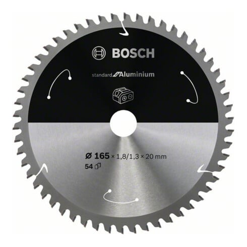 Bosch Lama per sega circolare Standard for Aluminium per seghe a batteria 165x1,8/1,3x20, 54 denti