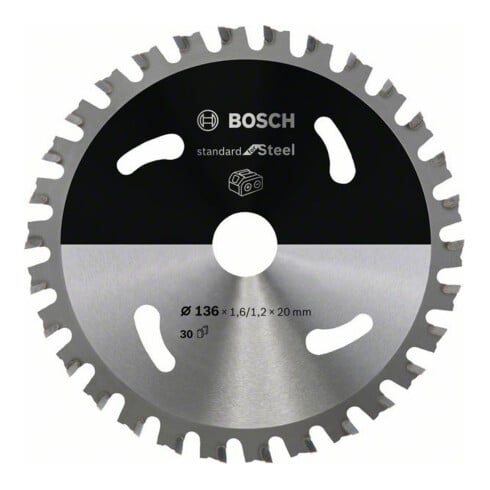 Bosch Lama per sega circolare Standard for Steel per seghe a batteria 136 x 1,6/1,2 x 20 30 denti