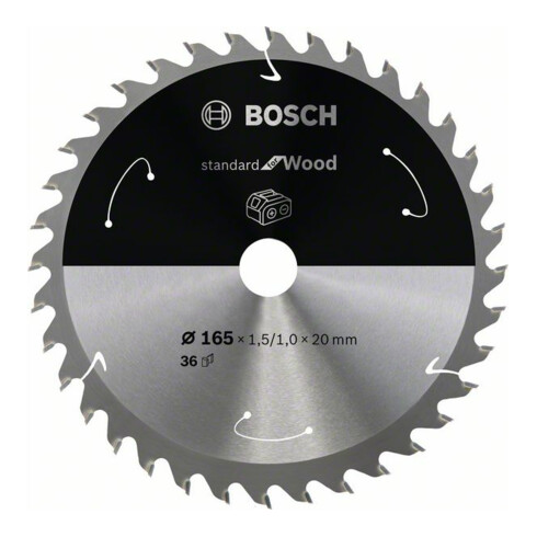 Bosch Lama per sega circolare Standard for Wood per seghe a batteria 165x1,5/1x20, 36 denti