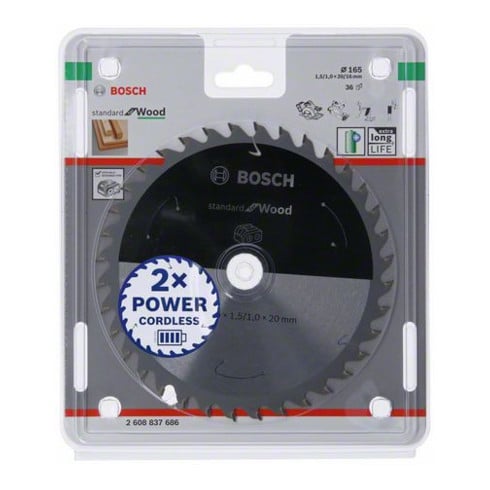 Bosch Lama per sega circolare Standard for Wood per seghe a batteria 165x1,5/1x20, 36 denti