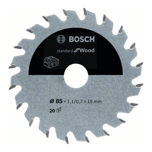 Bosch Lama per sega circolare Standard for Wood per seghe a batteria 85 x 1,1/0,7 x 15 20 denti