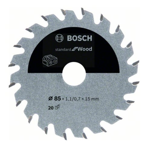 Bosch Lama per sega circolare Standard for Wood per seghe a batteria 85 x 1,1/0,7 x 15 20 denti