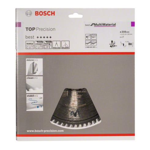 Bosch Lama circolare Top Precision Universal, per seghe a taglio trasversale, a gattuccio, per pannelli