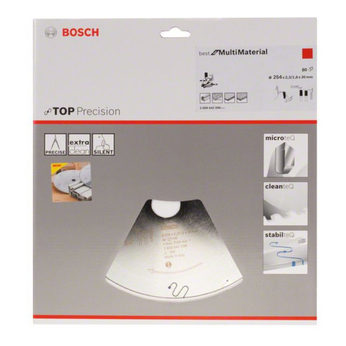 Bosch Lama circolare Top Precision Universal, per seghe a taglio trasversale, a gattuccio, per pannelli