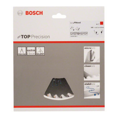 Bosch Lama per sega circolare Best for Wood per seghe circolari manuali e a immersione 20mm 1,8mm 165mm