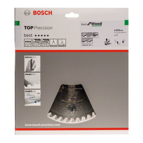 Bosch Lama circolare Top Precision Wood, per seghe a taglio trasversale, a gattuccio, per pannelli