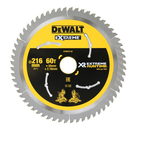 DEWALT Lama per sega circolare fissa 216/30mm 60WZ/FZ DT99570-QZ