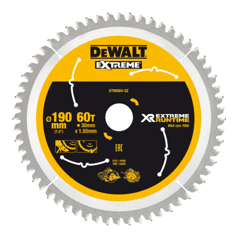 DEWALT Lama per sega circolare manuale 190/30mm 60WZ/FZ DT99564-QZ