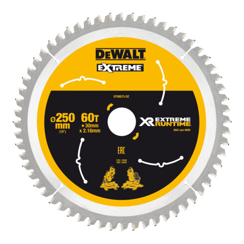 DEWALT Lama per sega circolare stazionaria 250/30 mm 60WZ/FZ DT99573-QZ