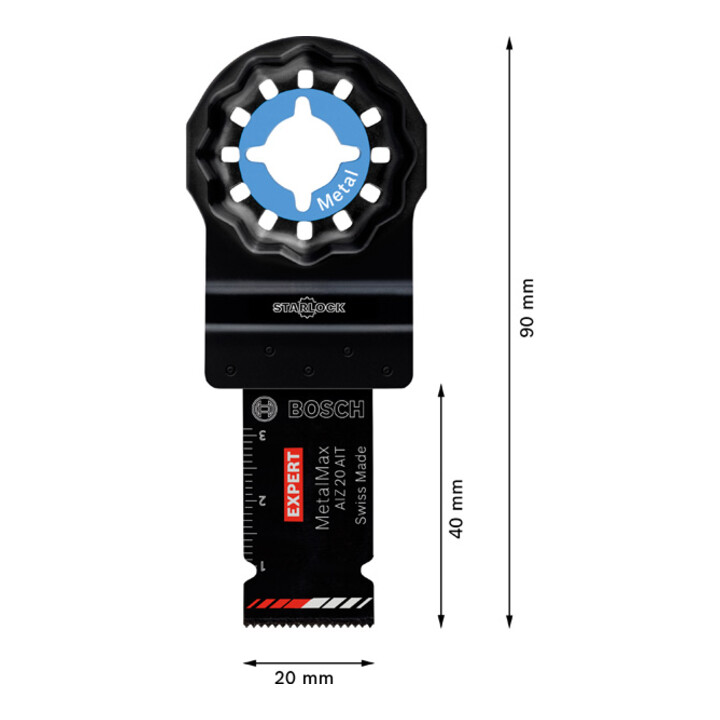 Lame Bosch Expert MetalMax AIZ 20 AIT pour outils multifonctions, 40 x 20 mm
