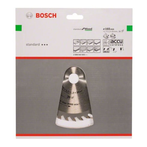 Lame Bosch Optiline Wood pour scies circulaires électroportatives 165 x 20/16 x 1,7 mm 36