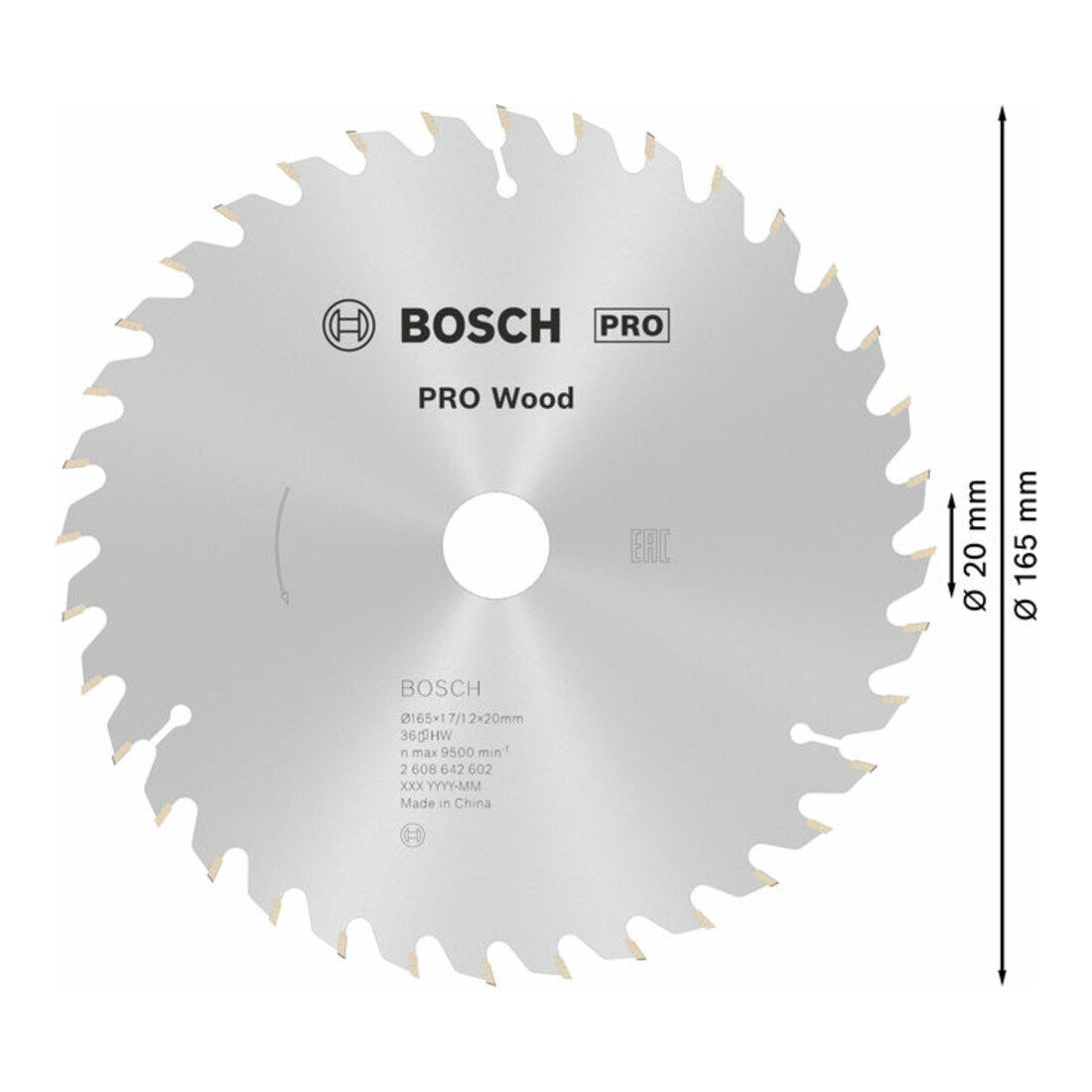 Lame Bosch Optiline Wood pour scies circulaires électroportatives 165 x 20/16 x 1,7 mm 36