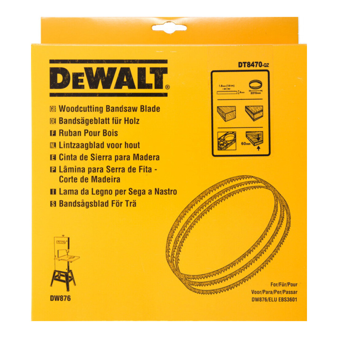 Lame de scie à ruban DEWALT 2215x4x0,6 mm 1,8 mm DT8470-QZ