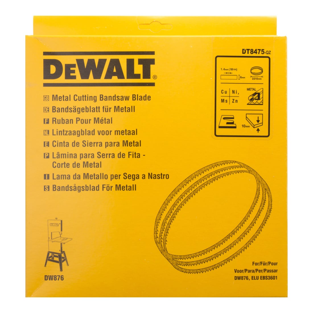 Lame de scie à ruban DEWALT 2215x6x0,6 mm 1,4 mm DT8475-QZ