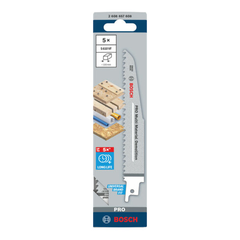 Lame de scie alternative Bosch S 610 VF, lourde pour bois et métal
