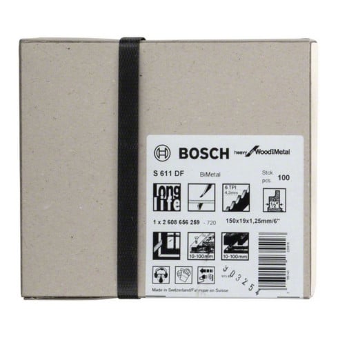 Lame de scie alternative Bosch S 611 DF, lourde pour bois et métal