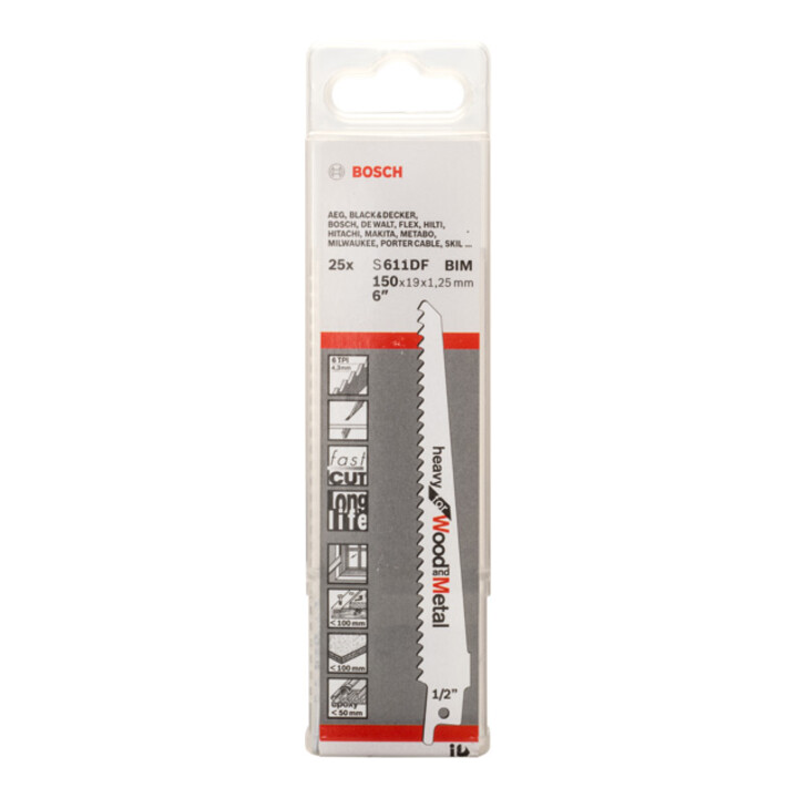 Lame de scie alternative Bosch S 611 DF, lourde pour bois et métal