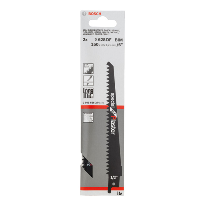 Lame de scie alternative Bosch S 628 DF, spéciale pour plâtre