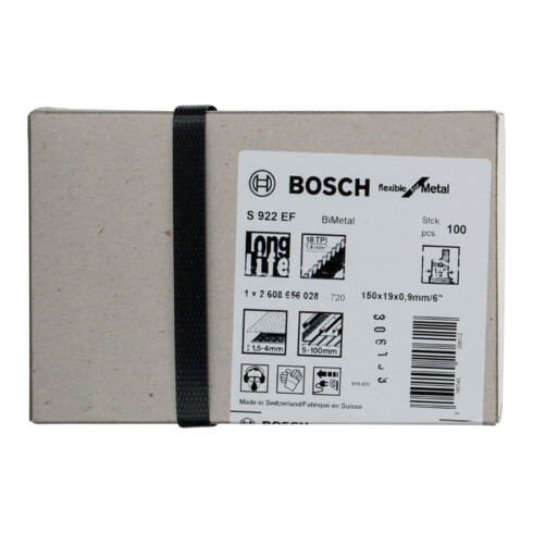 Lame de scie alternative Bosch S 922 EF, flexible pour métal