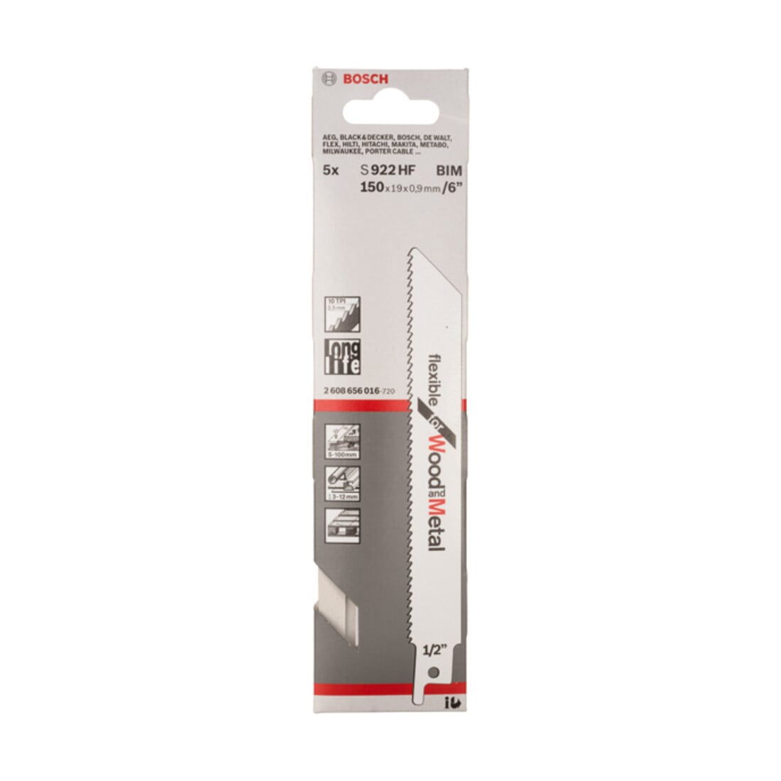 Lame de scie alternative Bosch S 922 HF, flexible pour bois et métal