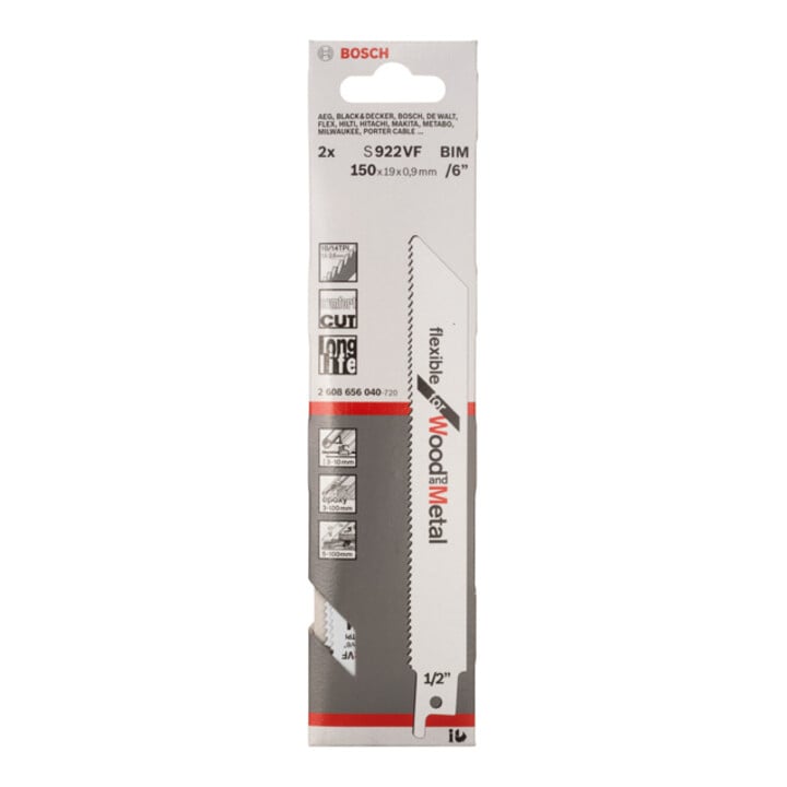 Bosch Lame de scie sabre S 922 VF, flexible pour bois et métal