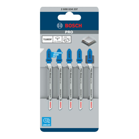 Lame de scie alternative Bosch T 118 EOF, flexible pour métal