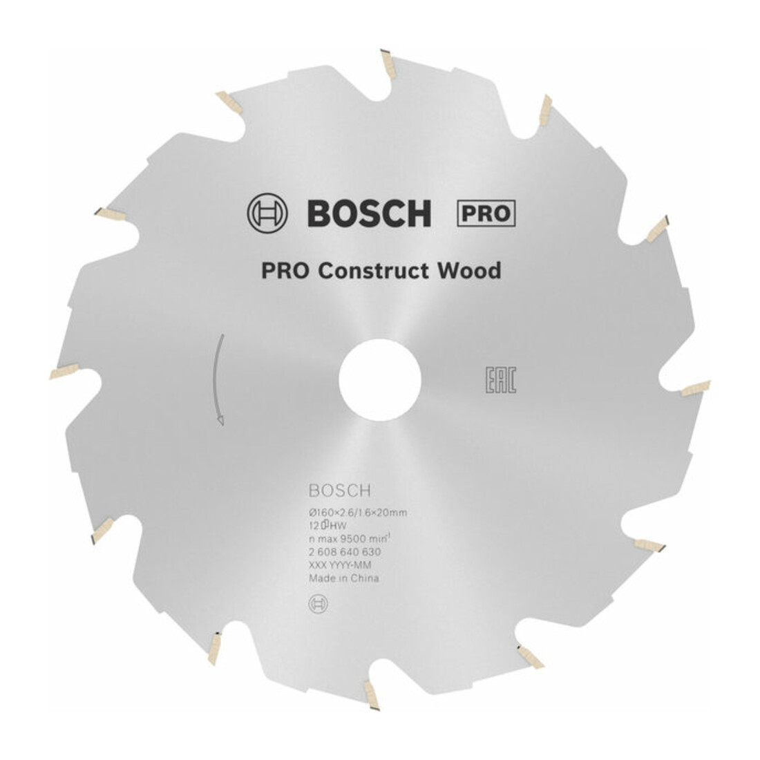 Lame de scie circulaire Bosch Construct Wood 160 x 20/16 x 2,6 mm 12