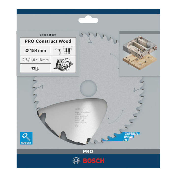 Lame de scie circulaire Bosch Construct Wood 184 x 16 x 2,6 mm 12