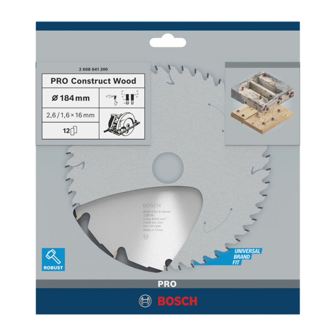 Lame de scie circulaire Bosch Construct Wood 184 x 16 x 2,6 mm 12