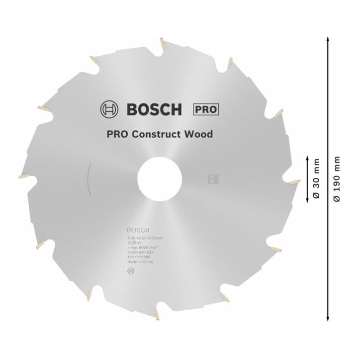 Lame de scie circulaire Bosch Construct Wood 190 x 30 x 2,6 mm 12