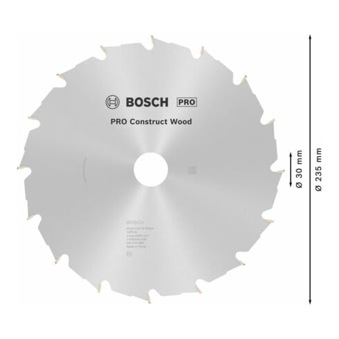 Lame de scie circulaire Bosch Construct Wood 235 x 30/25 x 2,8 mm 16