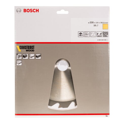 Lame de scie circulaire Bosch Construct Wood 235 x 30/25 x 2,8 mm 16