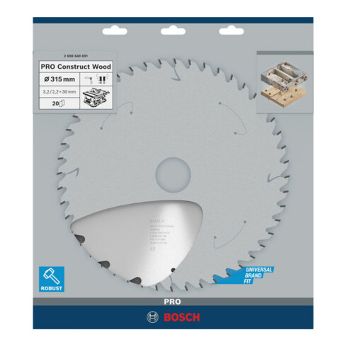 Lame de scie circulaire Bosch Construct Wood 315 x 30 x 3,2 mm 20