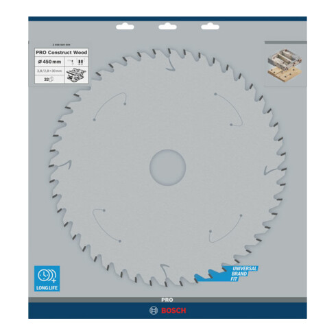 Lame de scie circulaire Bosch Construct Wood 450 x 30 x 3,8 mm 32