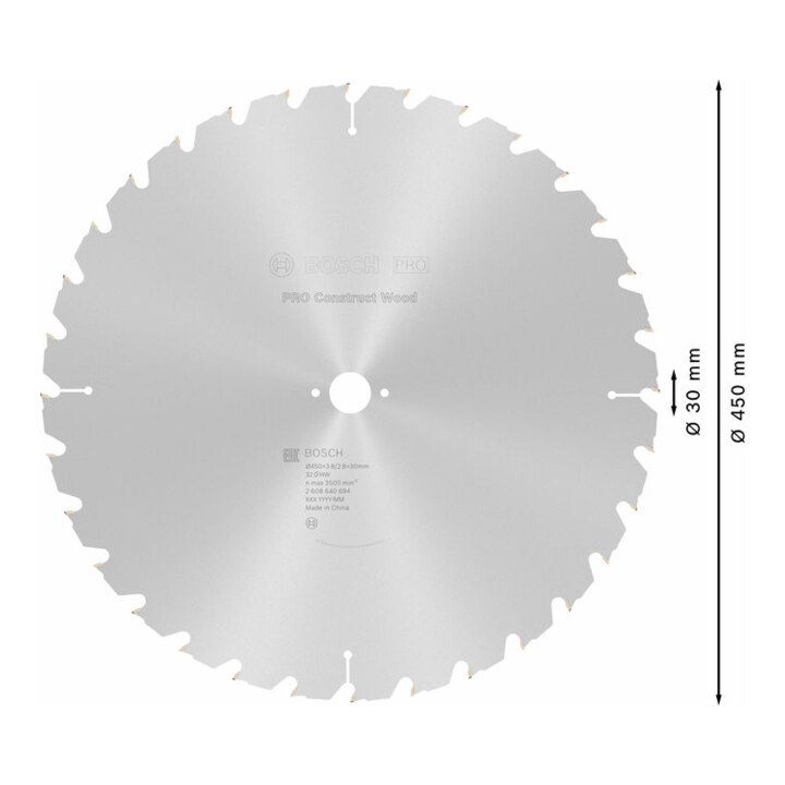 Lame de scie circulaire Bosch Construct Wood 450 x 30 x 3,8 mm 32