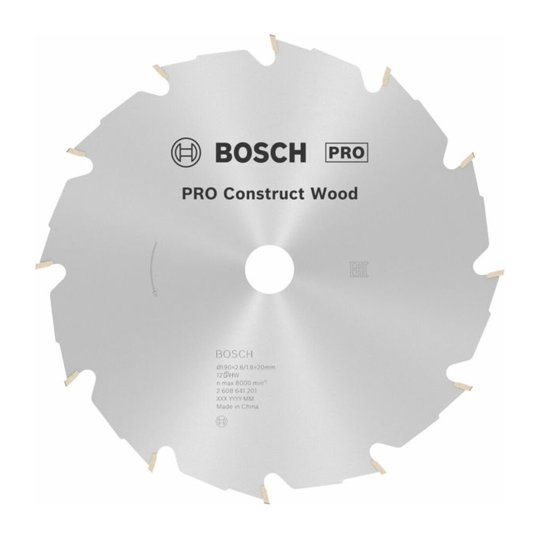 Lame de scie circulaire Bosch Construire bois 190 x 20/16 x 2,6 mm 12