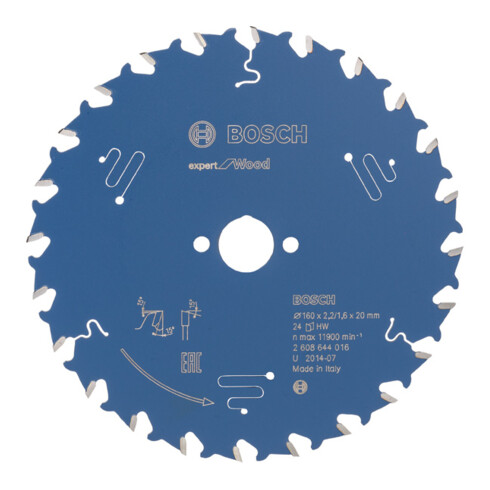 Lame de scie circulaire Bosch Expert for Wood 160 x 20 x 2,2 mm 24