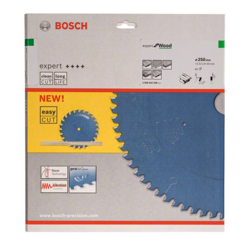 Lame de scie circulaire Bosch Expert for Wood 250 x 30 x 2,5 mm 80