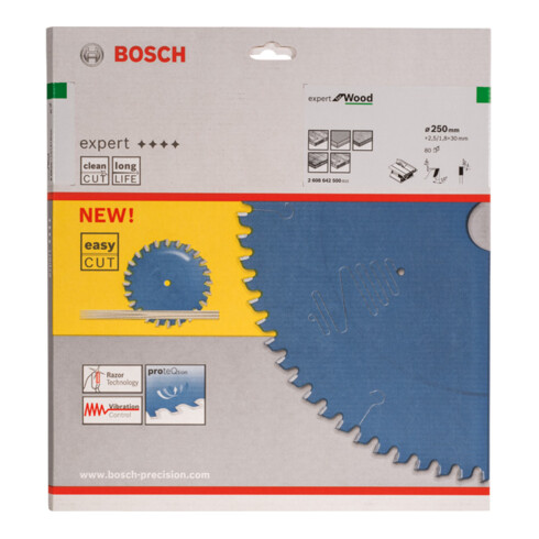 Lame de scie circulaire Bosch Expert for Wood 250 x 30 x 2,5 mm 80
